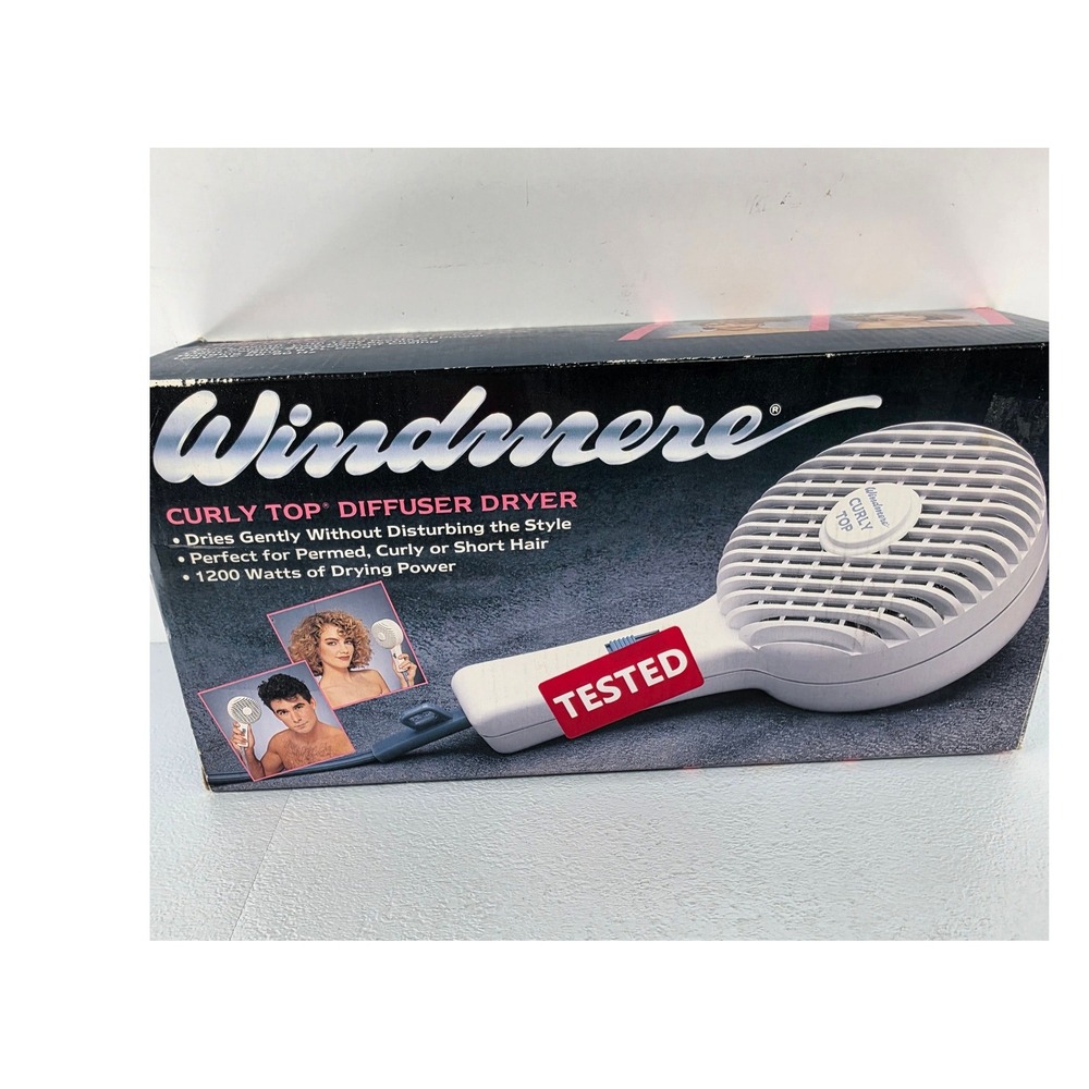 Windmere Curly Top Diffuser Dryer 1200W Vintage Hair Dryer White CT-1/467
